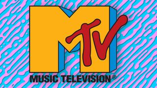 MTV logo on a pink and blue background