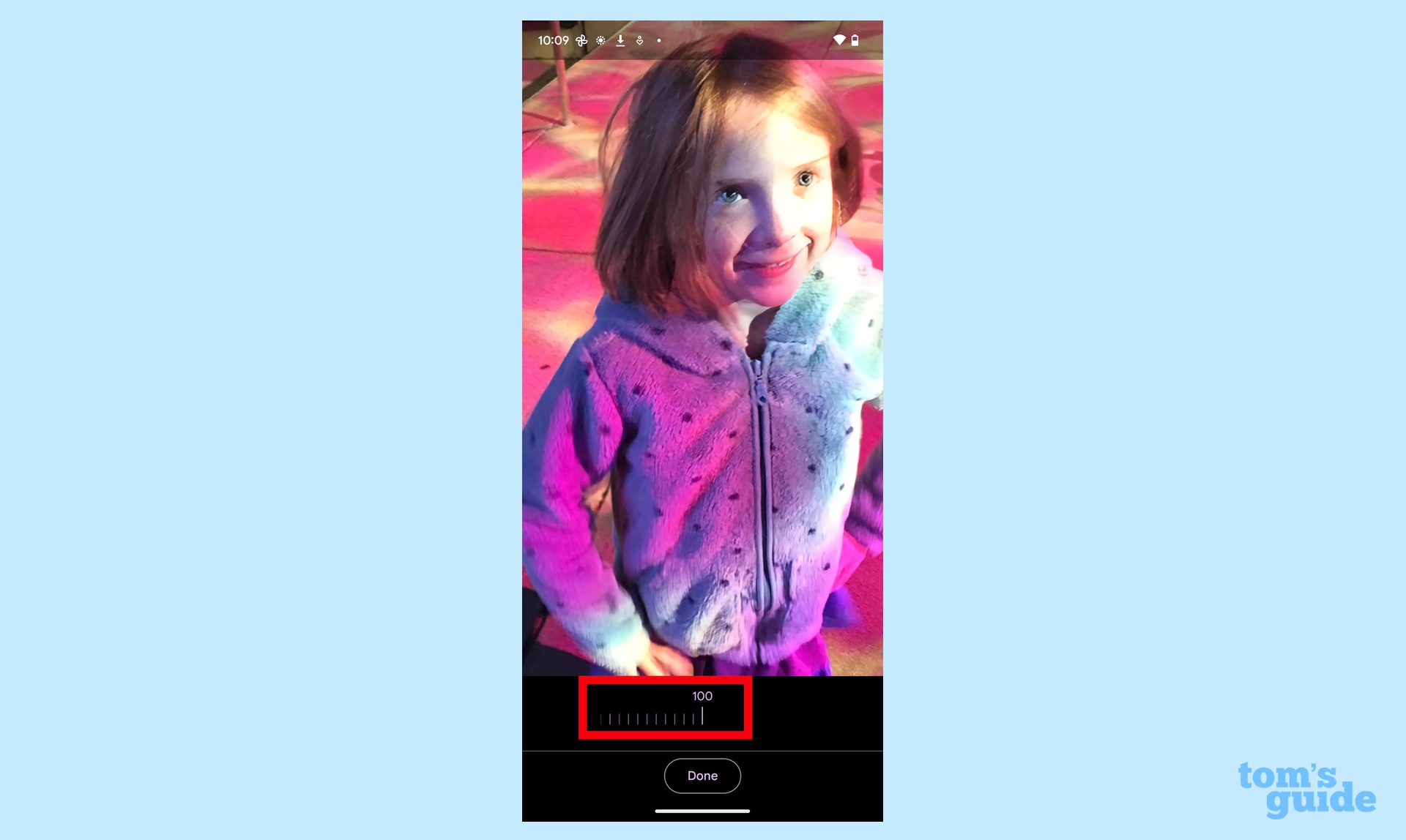 Adjust the blur using the slider in Google Photos