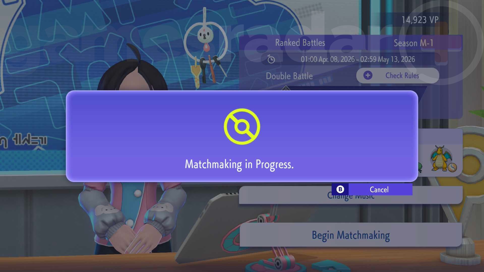 The online matchmaking screen in Pokemon Champions.