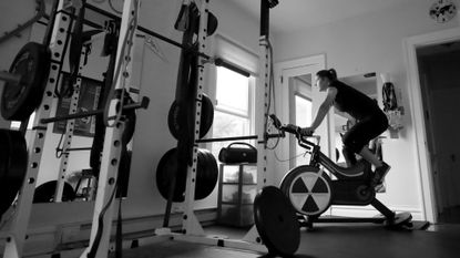 Image shows cyclist and strength training