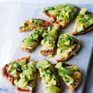 Pitta Pizzas with Melted Brie, Avocado and Green Grapes