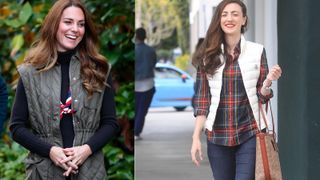 composite image of Kate Middleton and a street style shot showing how to style a gilet