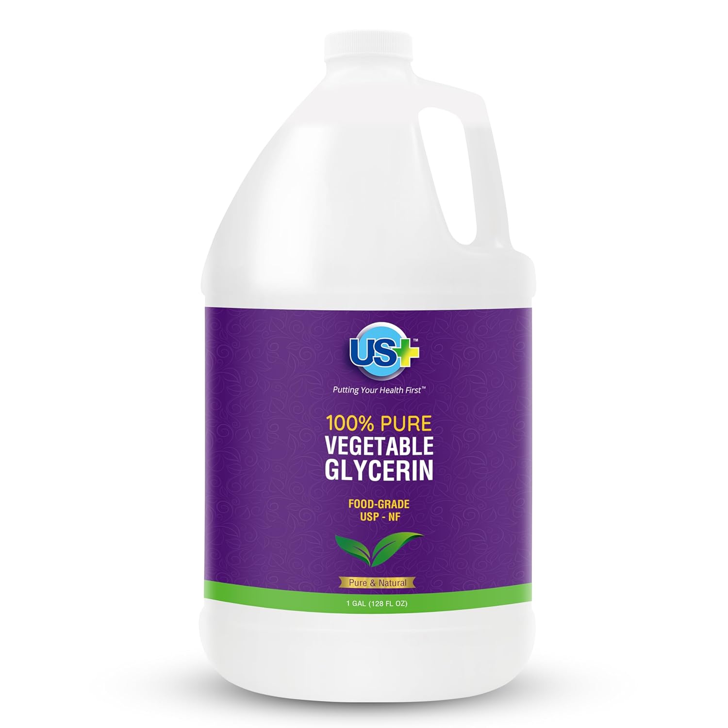 Us+ 100% Pure Vegetable Glycerin - Pharmaceutical & Food Grade (usp) - Premium Quality All-Natural Moisturizer & Cleanser - for Skin, Hair, Soaps & More (1 Gallon)