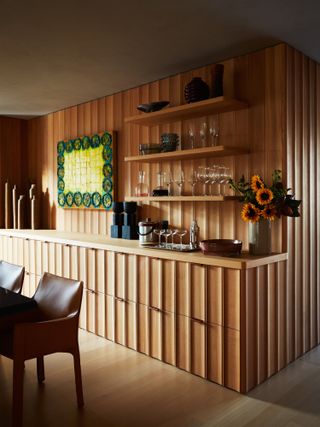 Wood panelled bar area