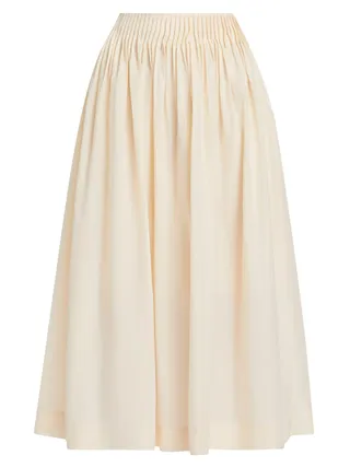 Loulou Studio, Artemis Gathered Cotton-Silk Skirt