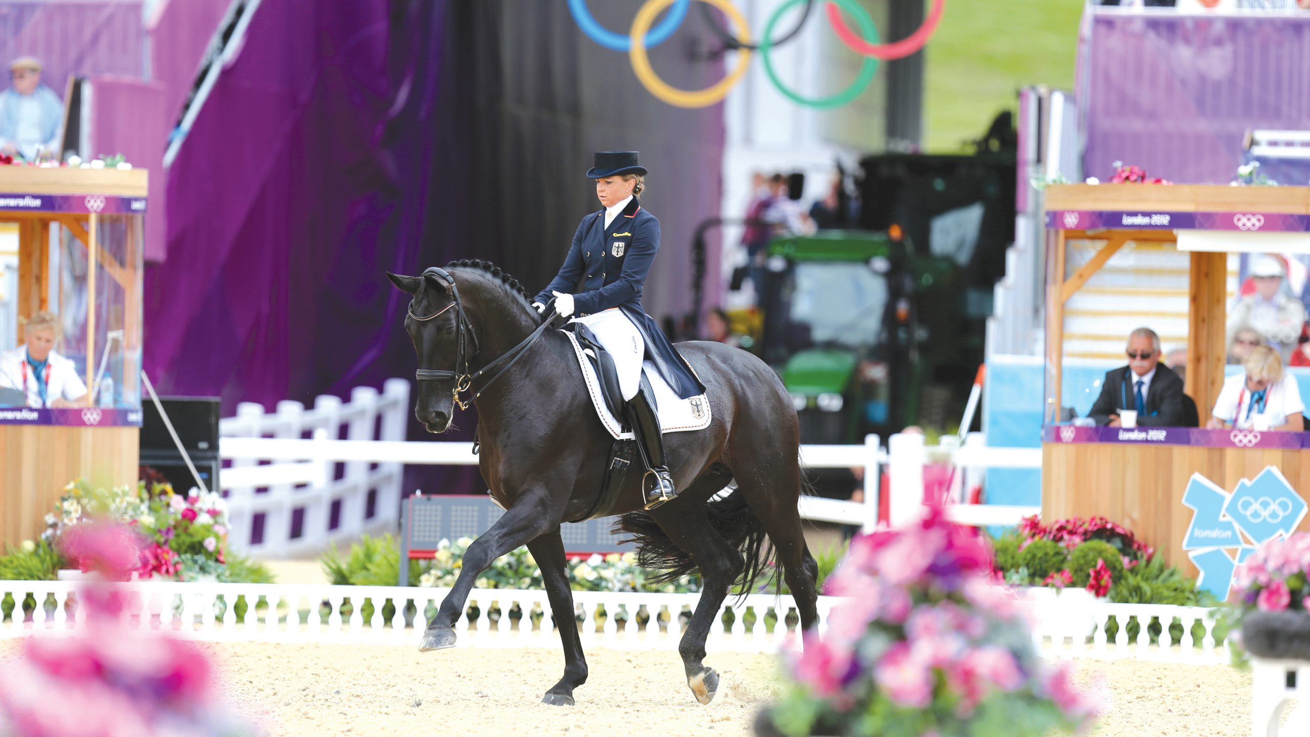 Germany's Dorothee Schneider riding Diva Royal in the Team and Individual Dressage Grand Prix at Greenwich Park, London.
