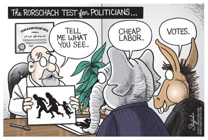Political cartoon U.S. immigration GOP Democrats