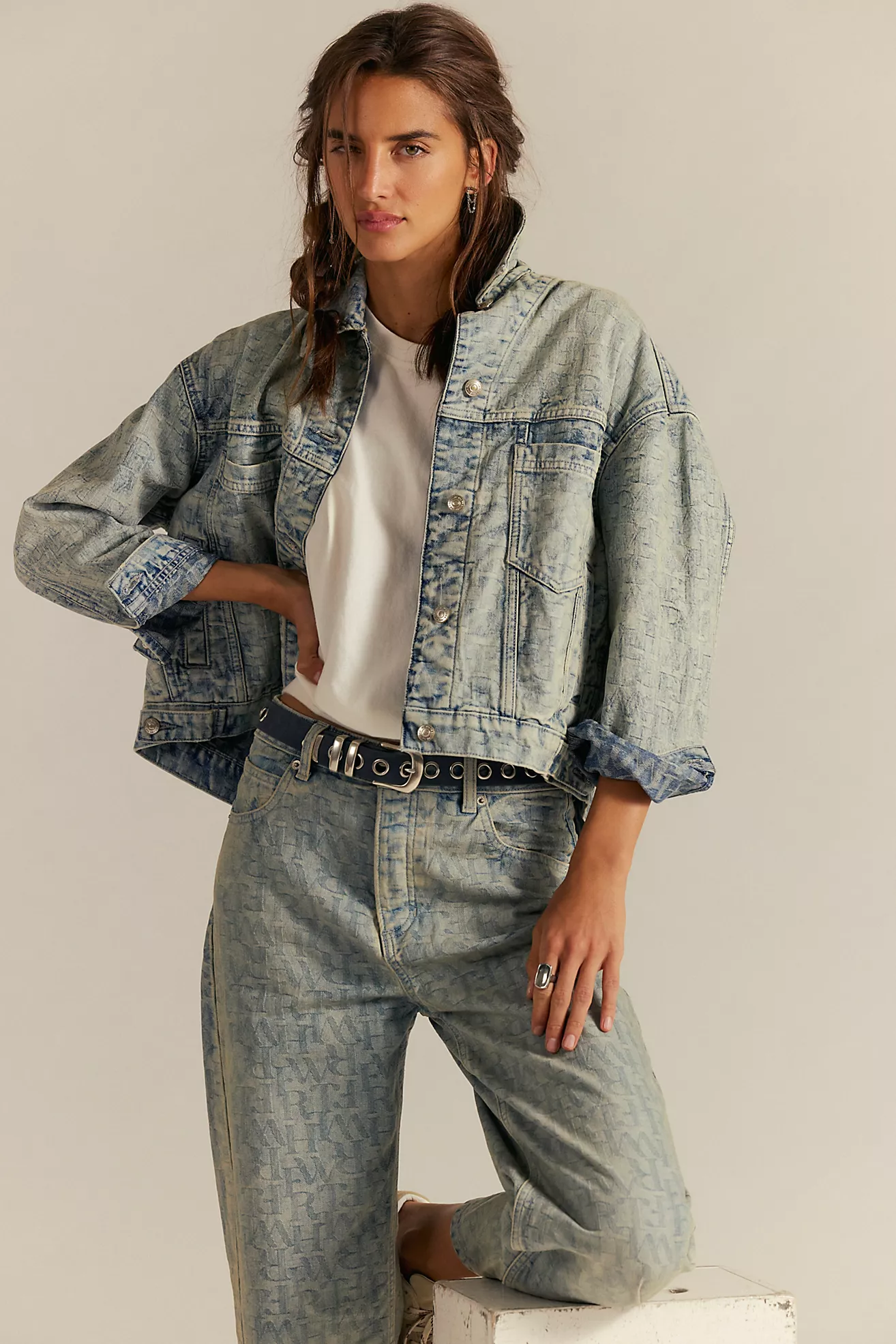 We the Free Opal Swing Jacquard Denim Jacket