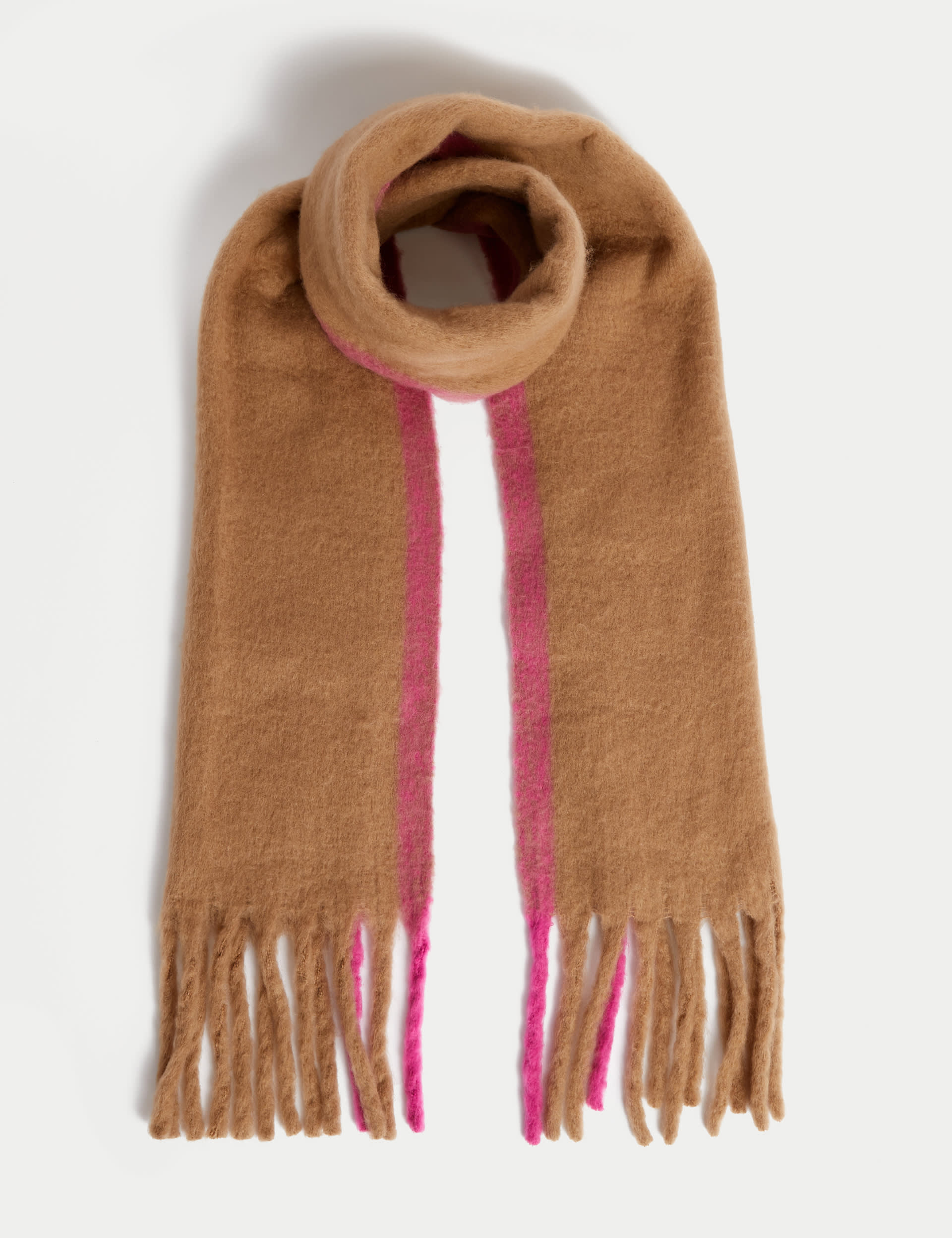 Brushed Colour Block Tassel Scarf