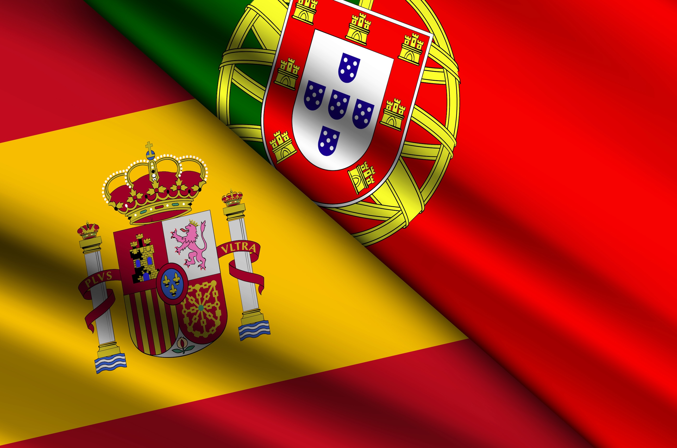 Spanish and Portuguese flags