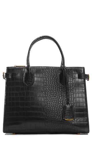Croc Embossed Faux Leather Tote Bag