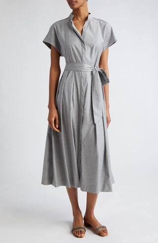 Belted Virgin Wool Blend Shirtdress