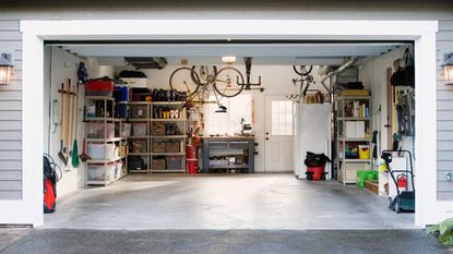 garage with door open