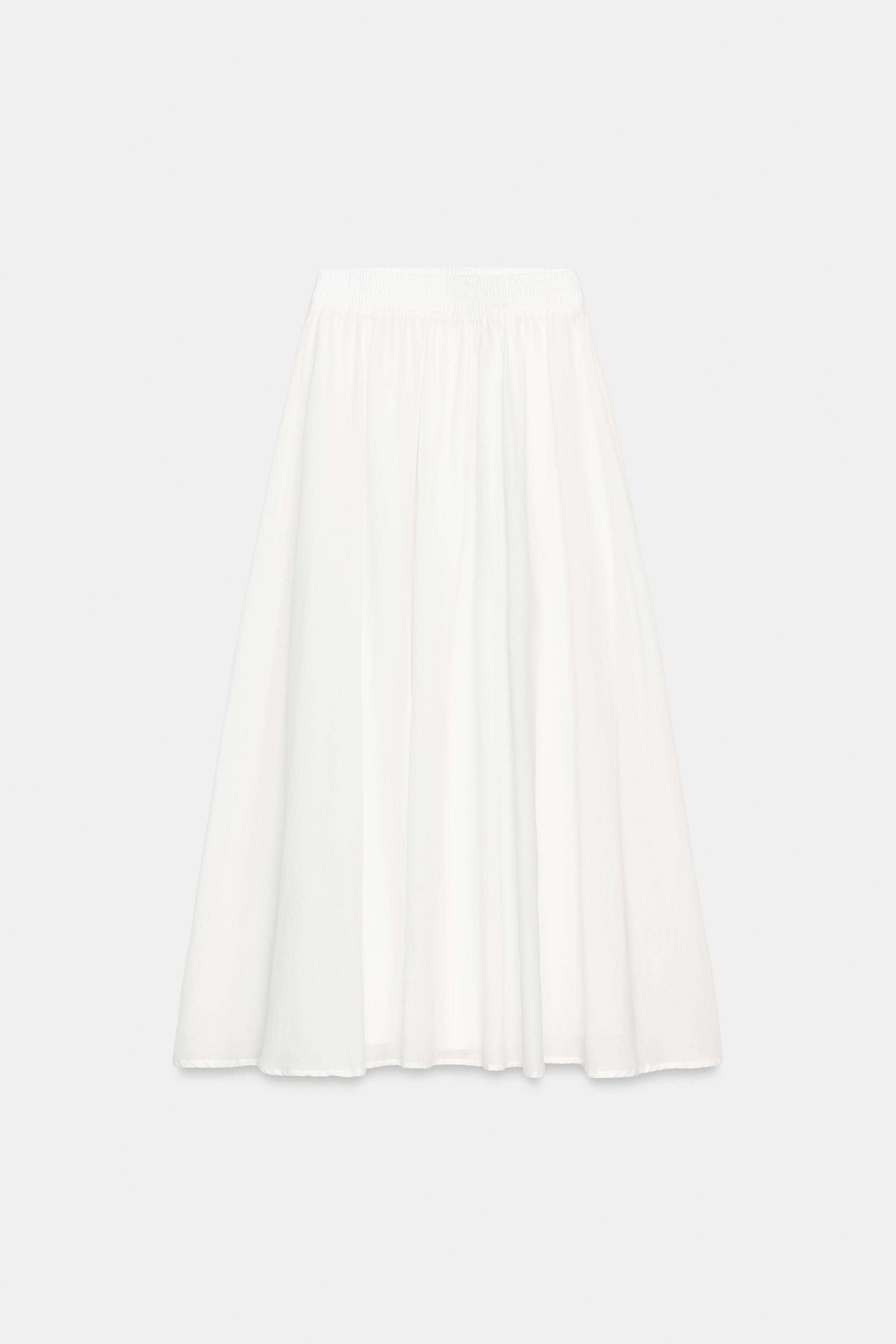 Layered Midi Skirt - White - Xs