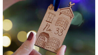 Personalised wooden house bauble