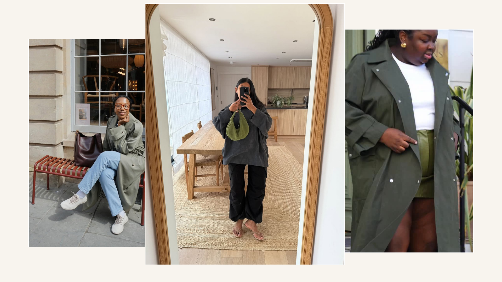 Three ways to wear olive green