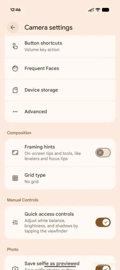 Material 3 Expressive redesign for the settings menu of Pixel Camera
