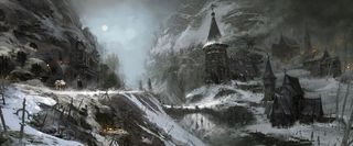 Concept art of the Fractured Peaks in Diablo IV