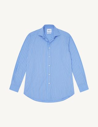 The Boyfriend: Fine Poplin, Blue Tri-Stripe