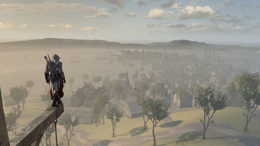 Assassin's Creed 3 stuck with tower viewpoints, even without the tall buildings of earlier games.