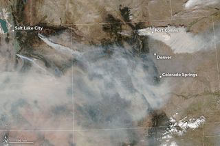 NASA's Earth Observatory published this Sept. 7, 2020 image, which shows smoke plumes created by wildfires in Colorado