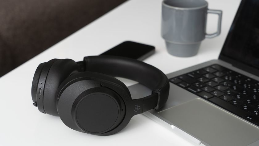 Lifestyle image of the Final UX5000 over-ear wireless headphones in Black