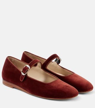 Velvet Mary Jane Flats