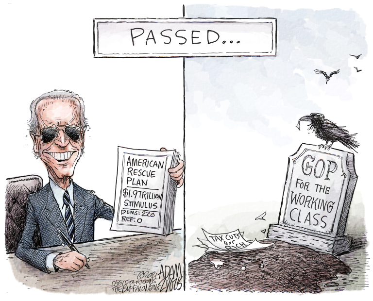 Political Cartoon U.S. biden covid stimulus gop working class