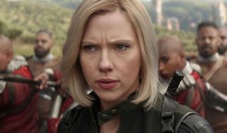 Black Widow blonde on Wakanda in Avengers: Infinity War
