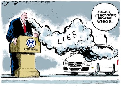Editorial cartoon VW Lies