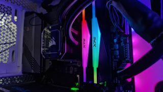 XPG Lancer RGB DDR5's RGB lighting inside a gaming PC