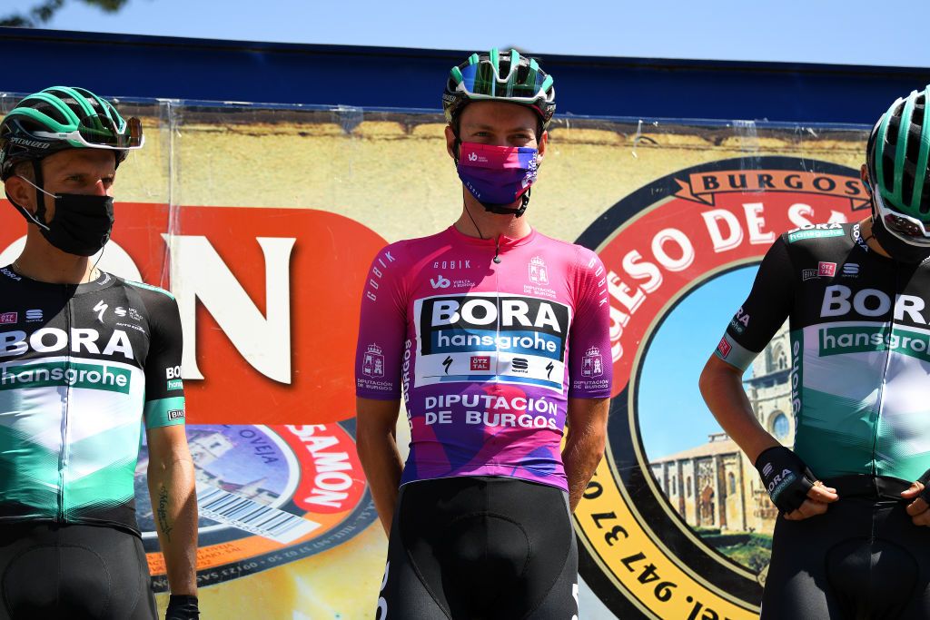 Race leader Felix Gro&szlig;schartner (Bora-Hansgrohe) at the start of stage 2