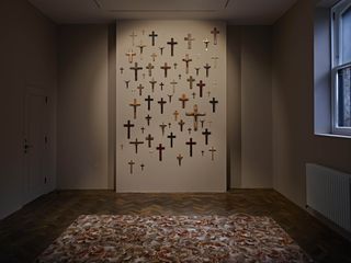 Crucifixes on wall,