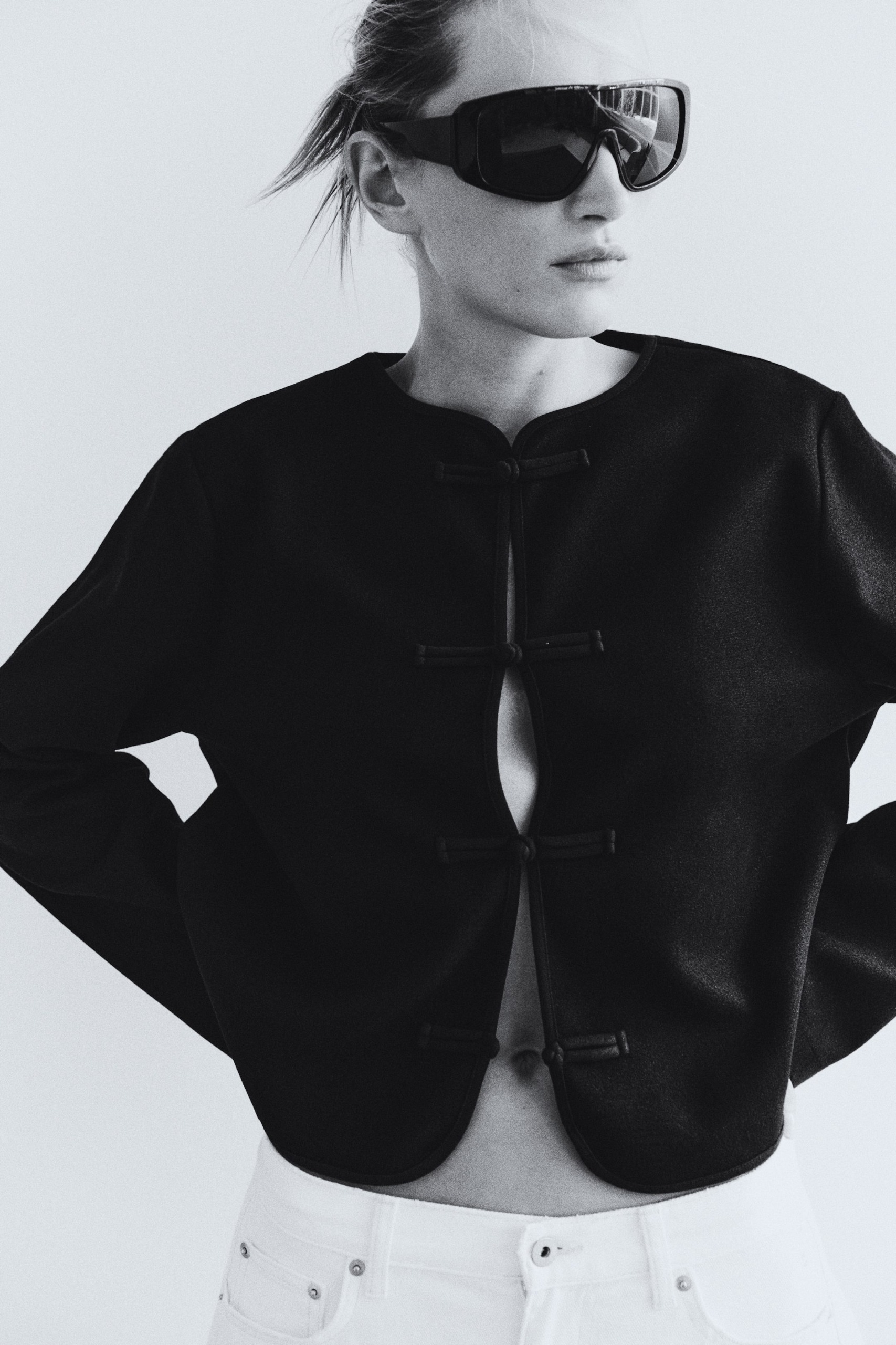 Brushed Knot-Button Jacket