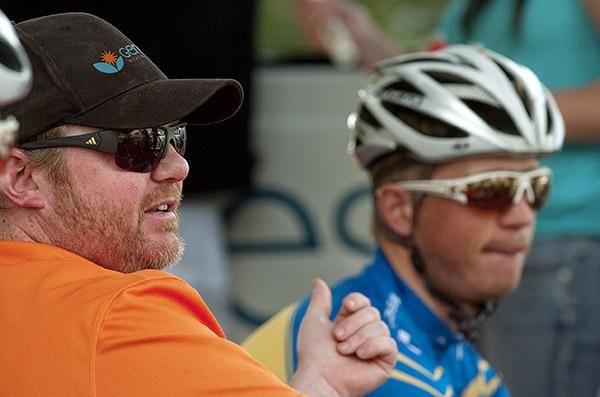 This guy's the one: Genesys Wealth Advisers manager, Andrew Christie-Johnston, will be hoping his tour leader Patrick Shaw (right) can hold on to win the race.