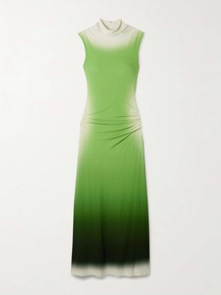 Aldina Ruched Ombré Stretch-Jersey Turtleneck Maxi Dress