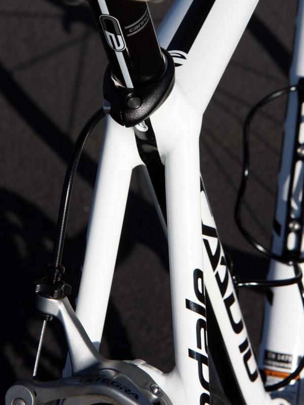 Cannondale says the widely set seat stays and flattened top tube help keep lateral flex at bay.
