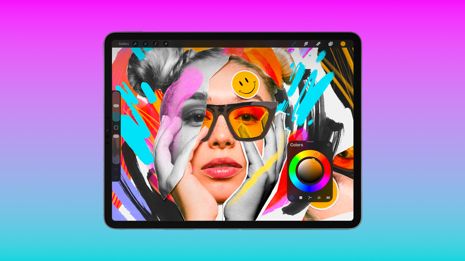 iPad with a painting on its screen