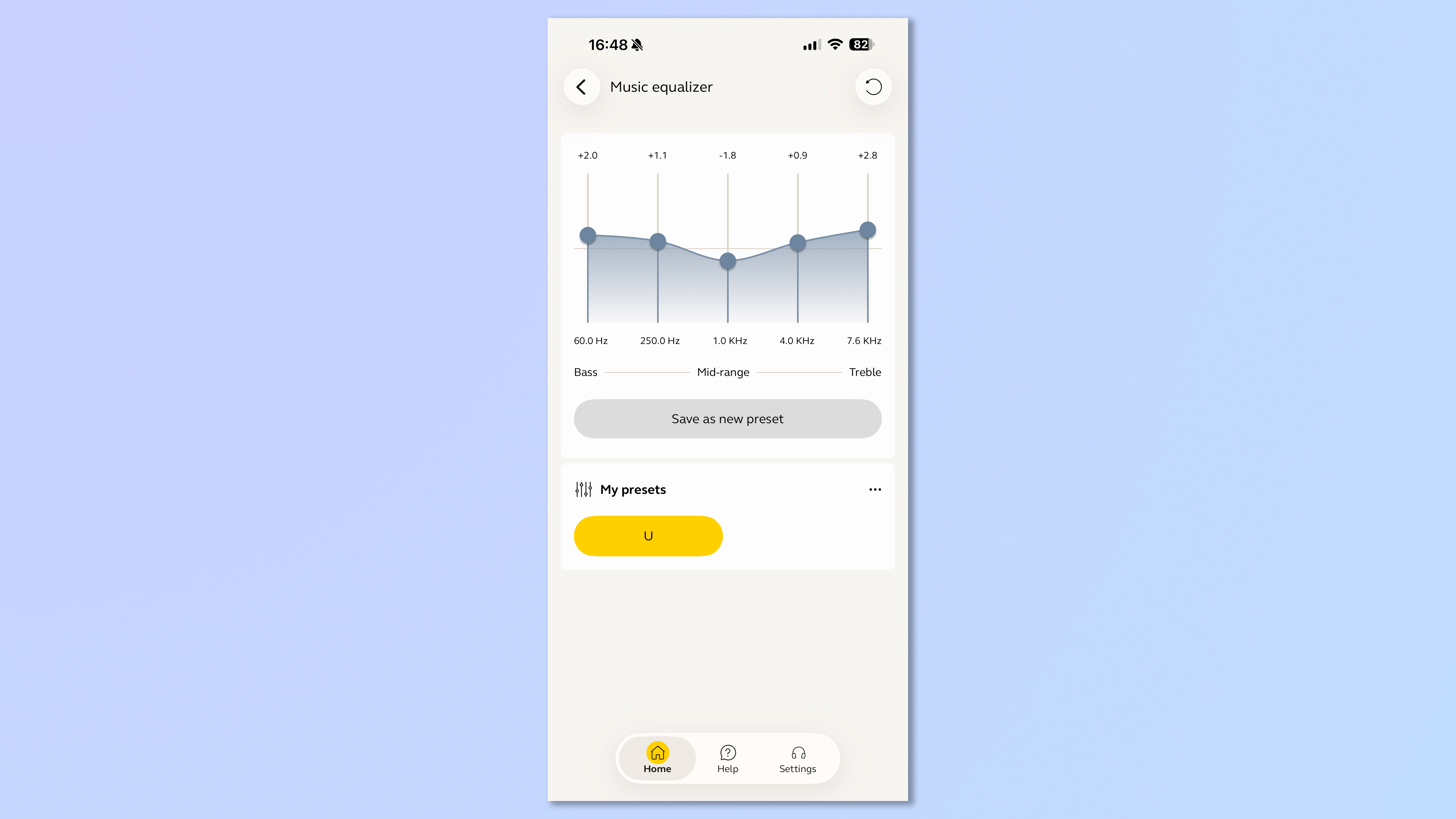 A screenshot showing the Jabra app in use to customze the Jabra Evolve3 75 headset