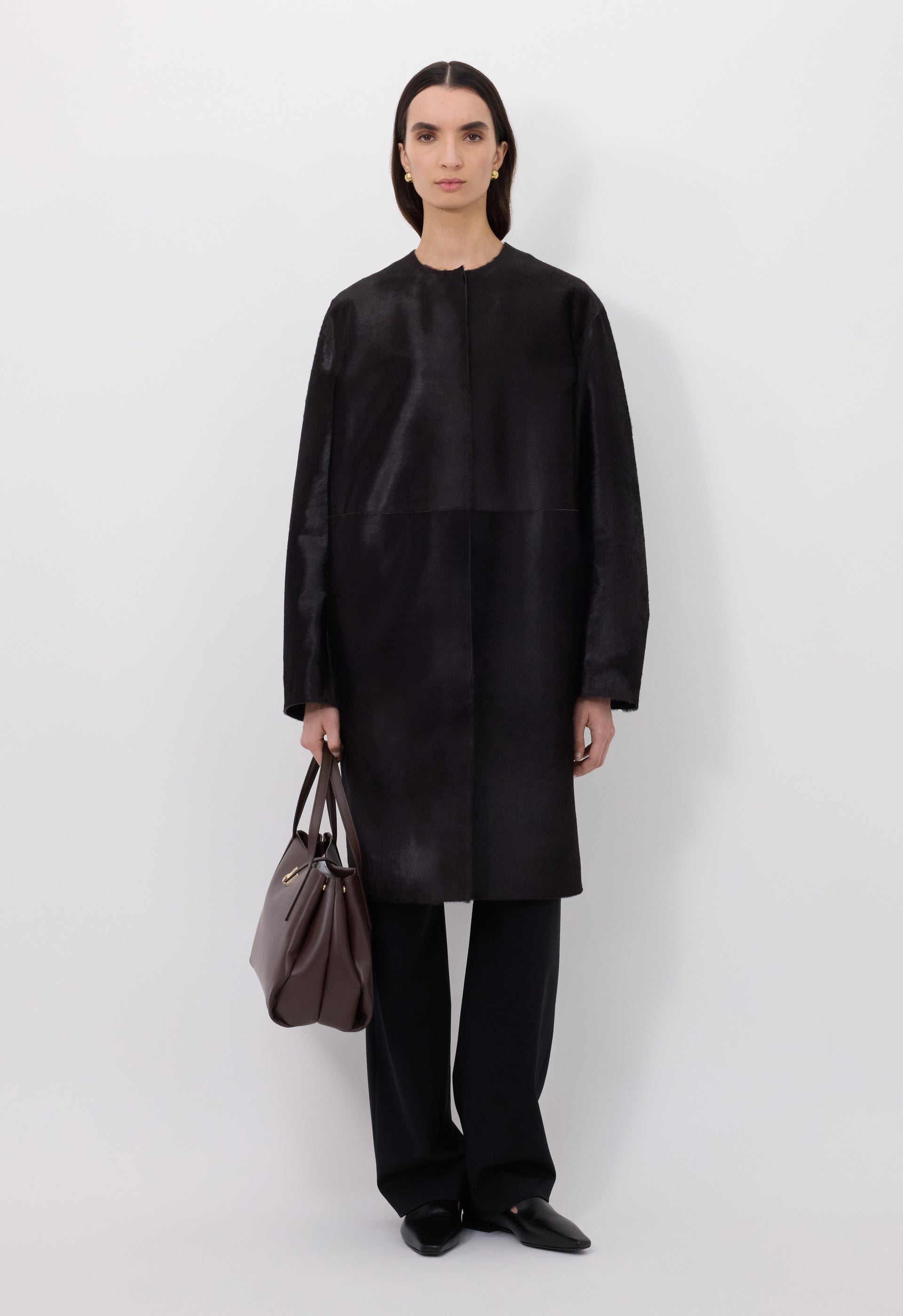 Miller Pony Effect Leather Coat - 34