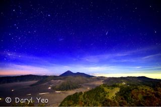 Southern Taurid Meteor Over Indonesia's Mount Bromo