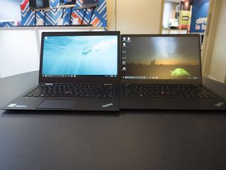 The 2016 Lenovo ThinkPad X1 (left) vs. the 2017 Lenovo ThinkPad X1 (right).