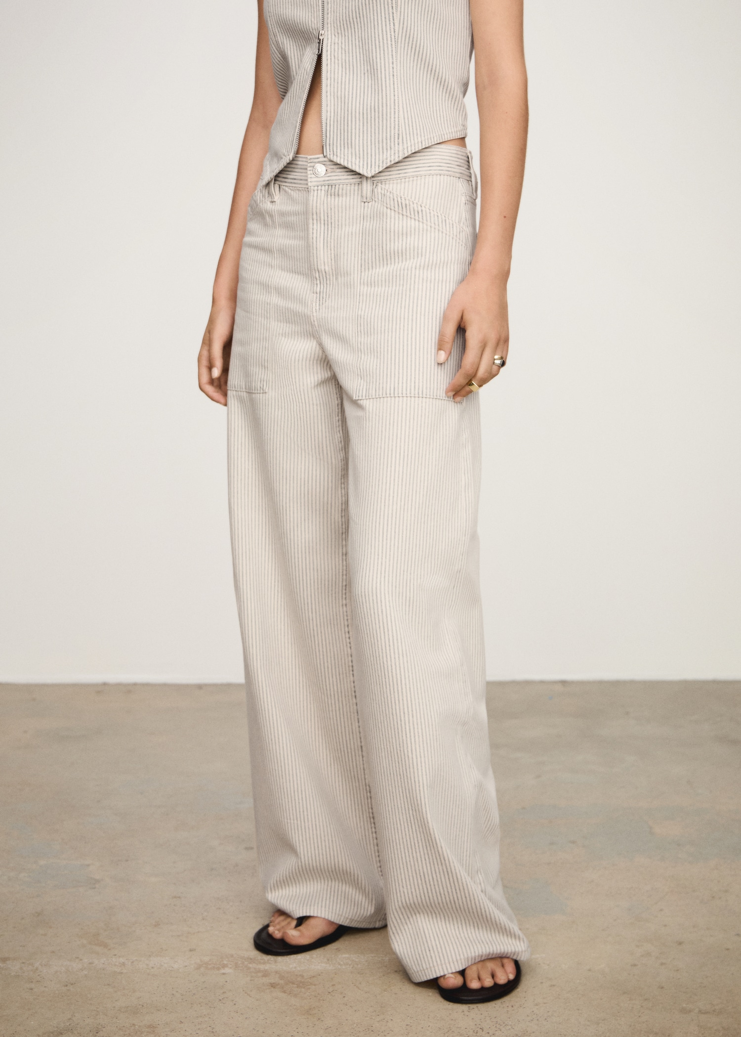 Striped Wide Leg Jeans - Women | Mango Usa