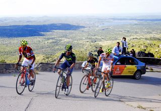 Daniel Diaz, Nairo Quintana, Rodolfo Torres and Alex Diniz on stage four of the Tour de San Luis