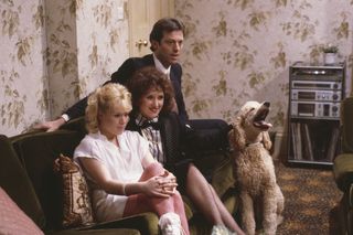(L-R) Letitia Dean, Anita Dobson and Leslie Grantham in a scene from the BBC soap opera 'EastEnders', April 5th 1991.