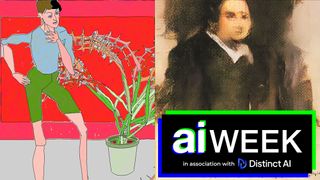 Two historic pieces of AI art. Text reads AI Week