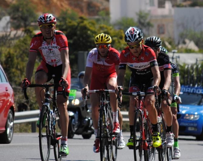The breakaway of the day, here with Ra&uacute;l Alarc&oacute;n (Louletano), Edwig Cammaerts (Cofidis) and Igor Merino (Burgos BH). Also in the group were Byron Guama (Ecuador), Jes&uacute;s Ezquerra (ActiveJet) and Miguel M&iacute;nguez (Euskadi)