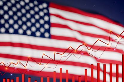 US stocks concept with American flag