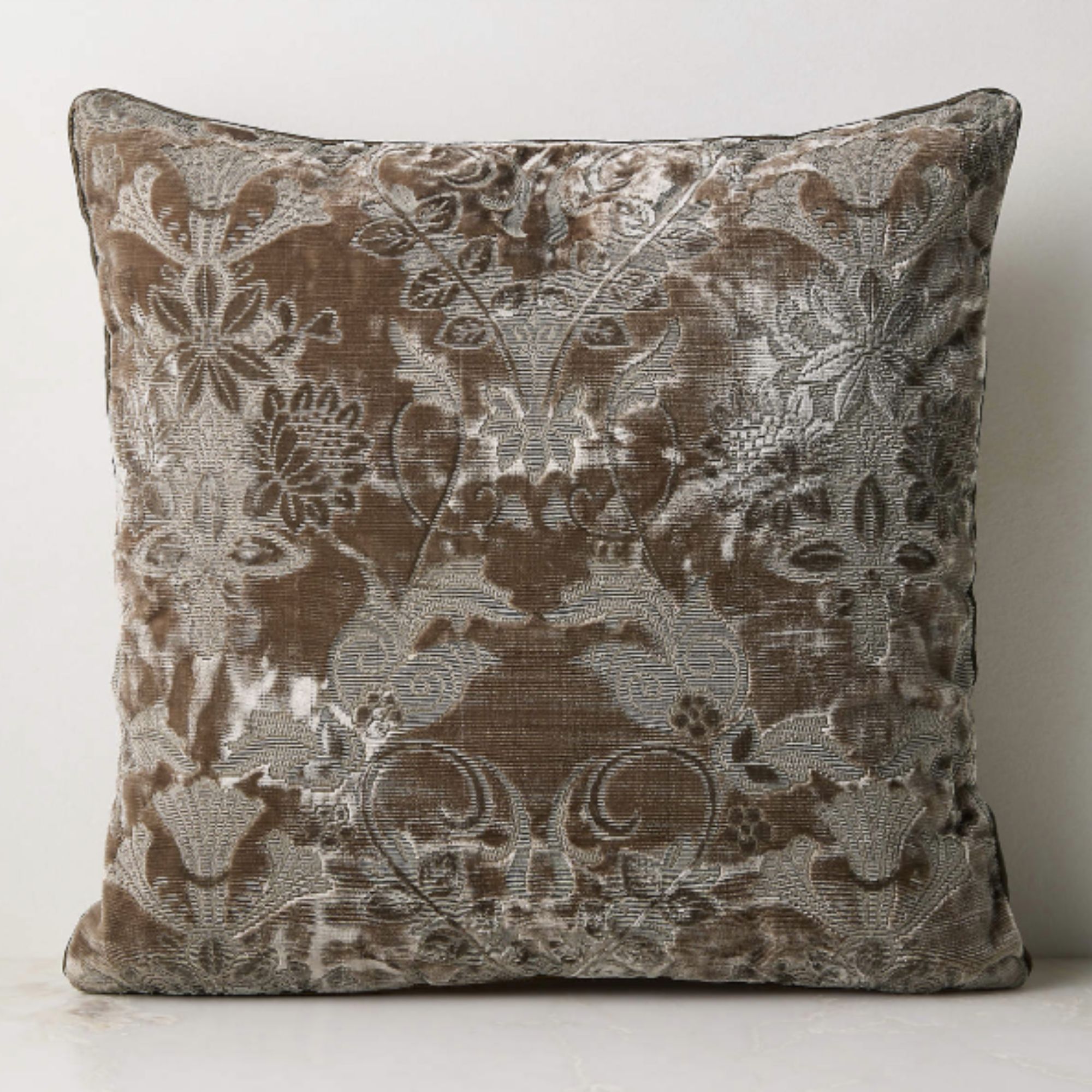 Exclusive Tapestry Natural Velvet Throw Pillow