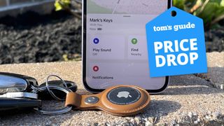 Apple AirTag with a Tom's Guide deal tag